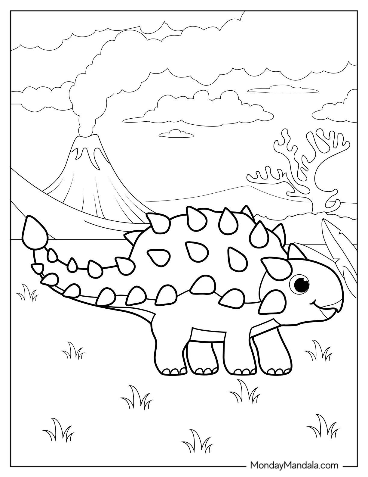 Çocuklar İçin Ankylosaurus Boyama Sayfaları 