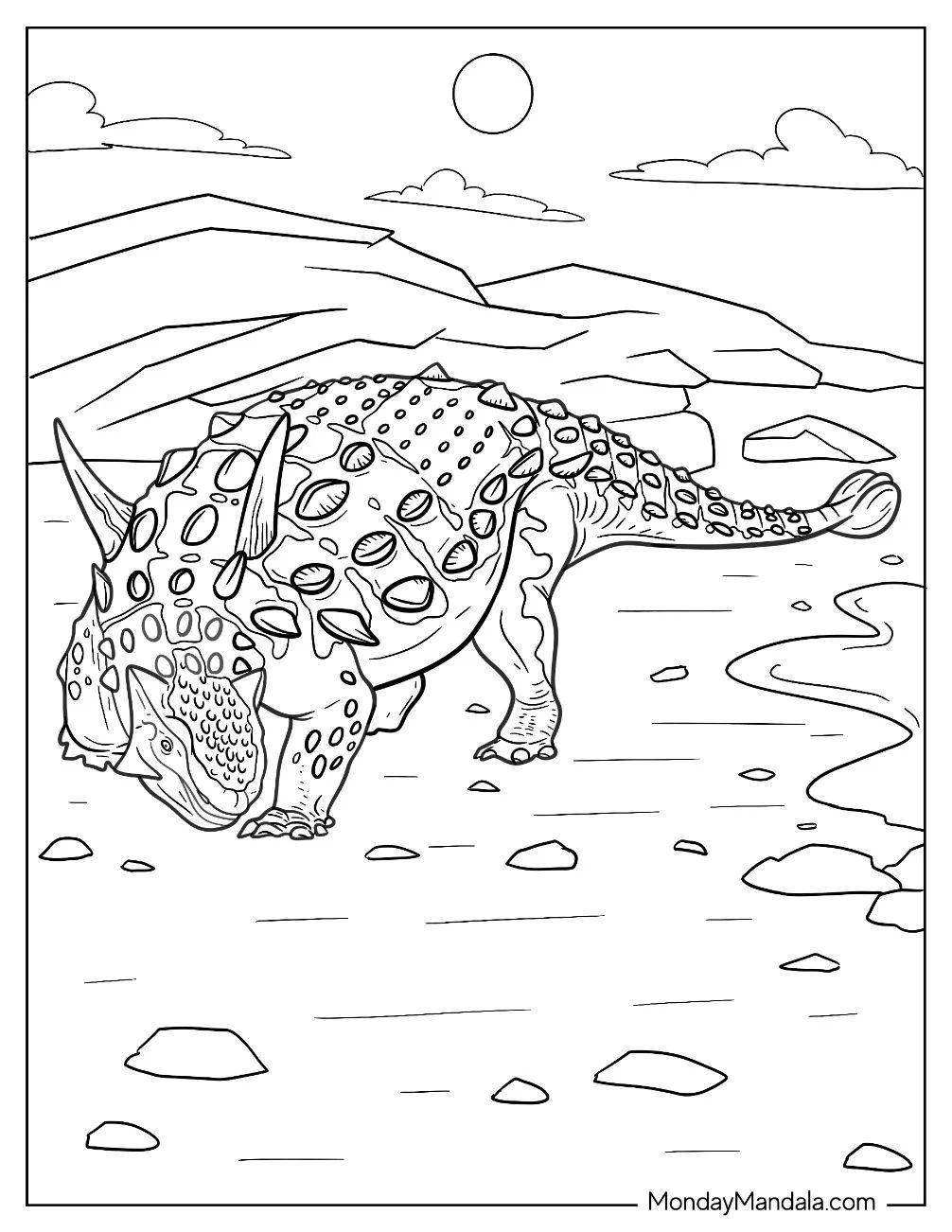 Çocuklar İçin Ankylosaurus Boyama Sayfaları 