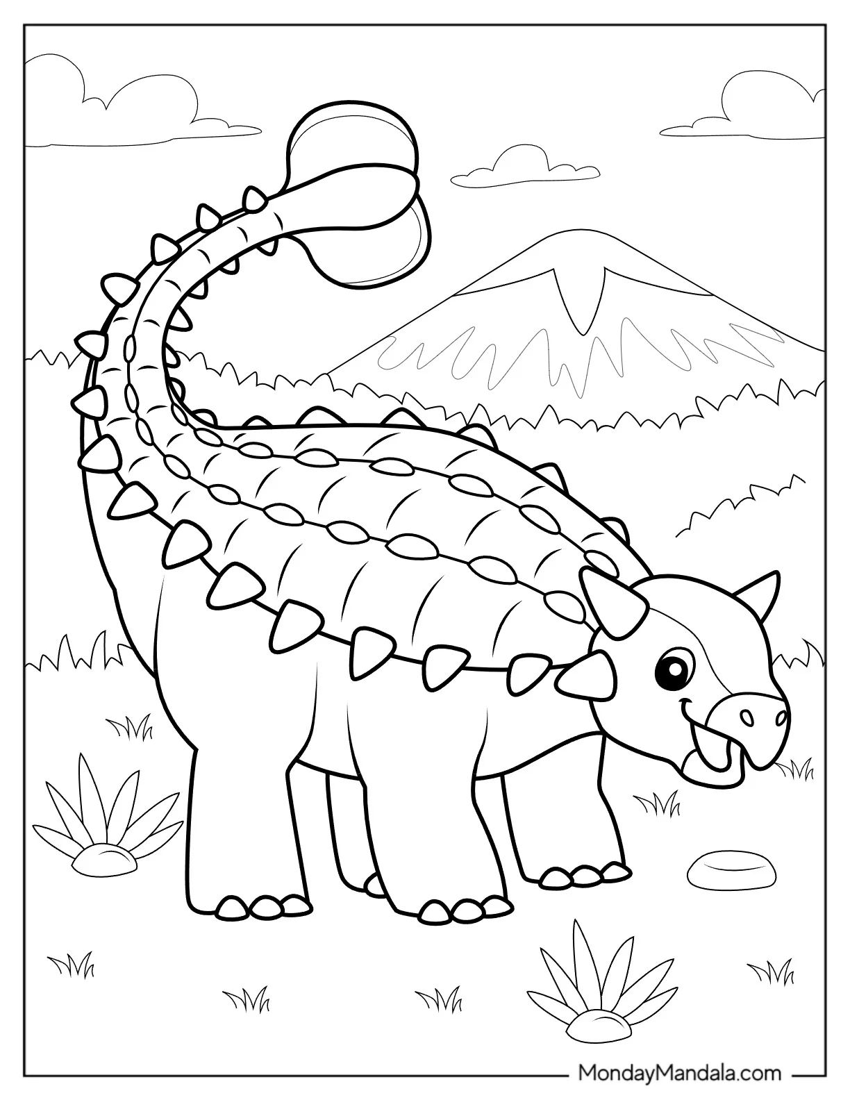 Çocuklar İçin Ankylosaurus Boyama Sayfaları 