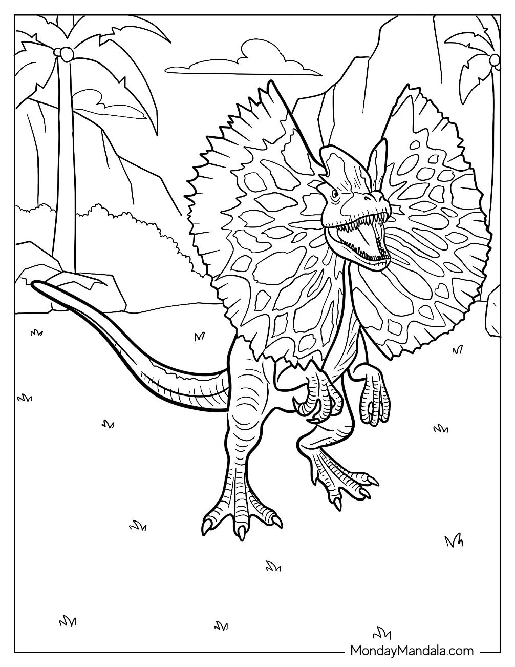 Çocuklar İçin Dilophosaurus Boyama Sayfaları 