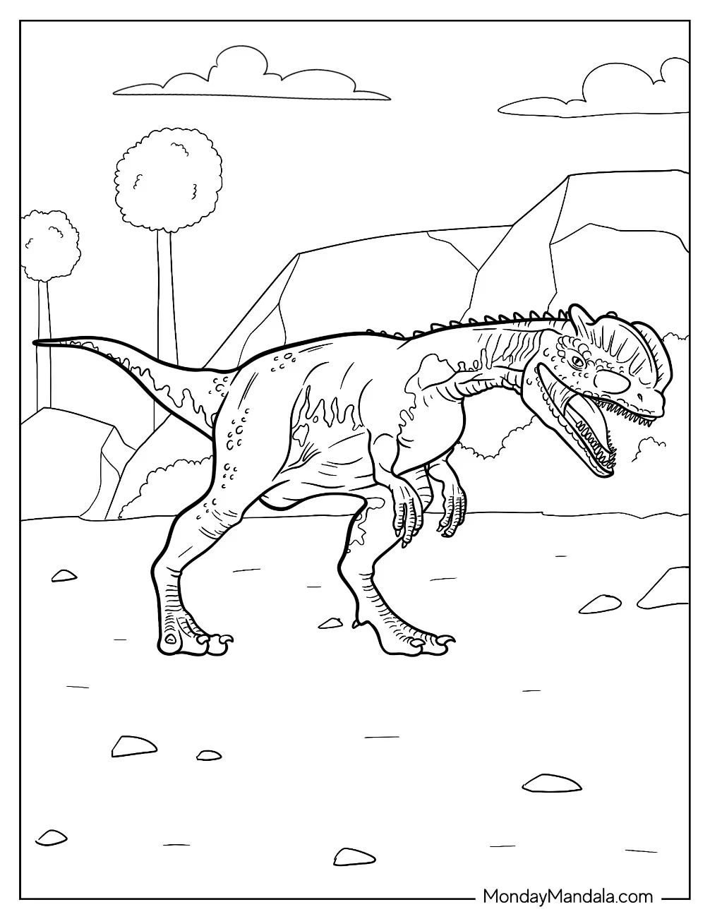 Çocuklar İçin Dilophosaurus Boyama Sayfaları 