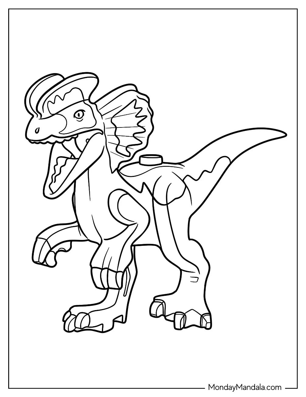 Çocuklar İçin Dilophosaurus Boyama Sayfaları 