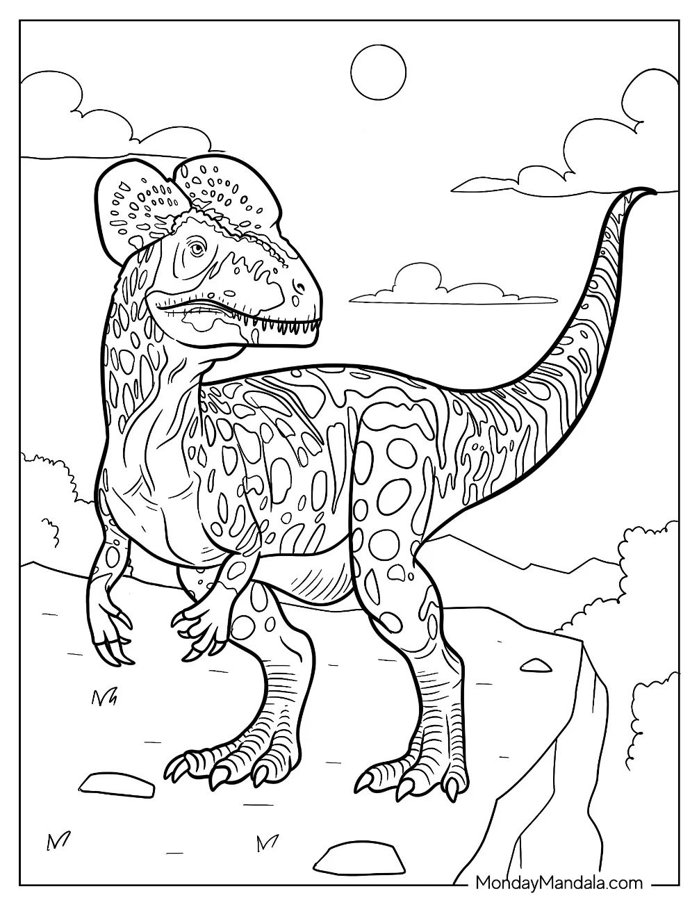 Çocuklar İçin Dilophosaurus Boyama Sayfaları 