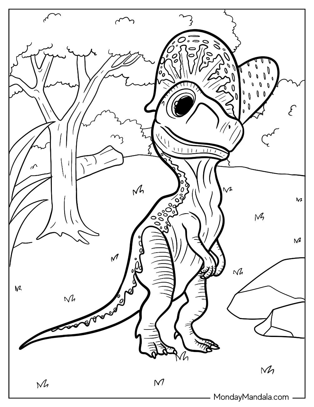 Çocuklar İçin Dilophosaurus Boyama Sayfaları 