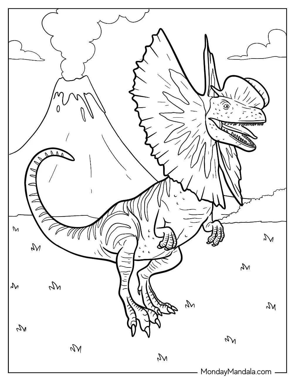 Çocuklar İçin Dilophosaurus Boyama Sayfaları 