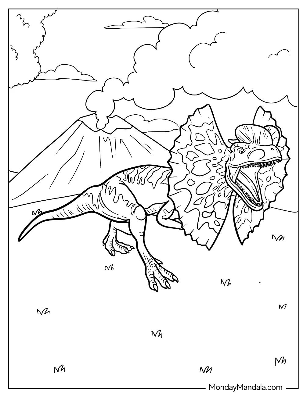 Çocuklar İçin Dilophosaurus Boyama Sayfaları 