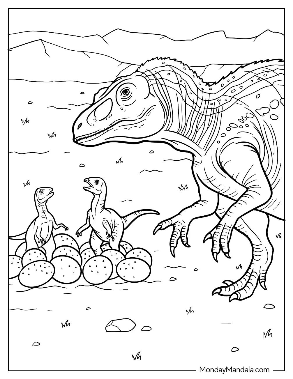 Çocuklar İçin Dinozor-Yumurtası Boyama Sayfaları 
