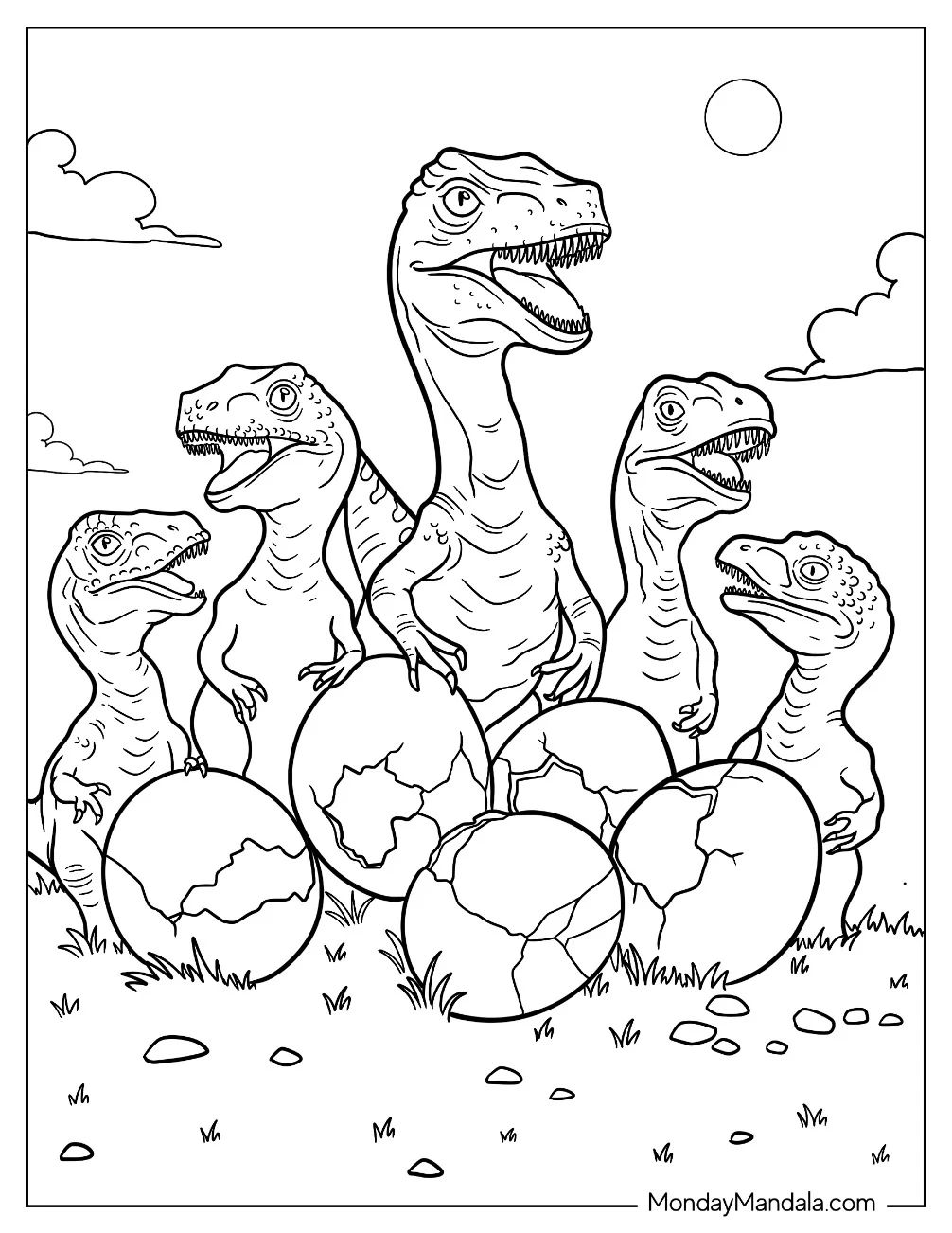 Çocuklar İçin Dinozor-Yumurtası Boyama Sayfaları 