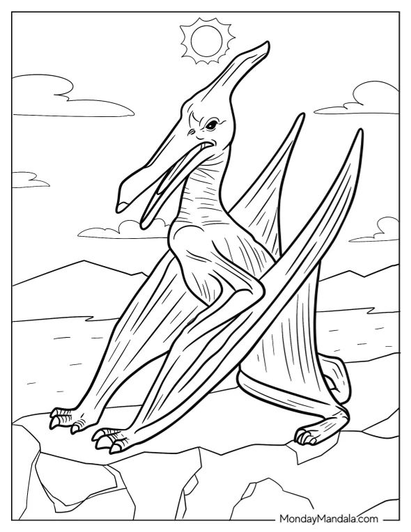 Çocuklar İçin Pterodactyl Boyama Sayfaları 