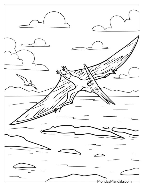 Çocuklar İçin Pterodactyl Boyama Sayfaları 
