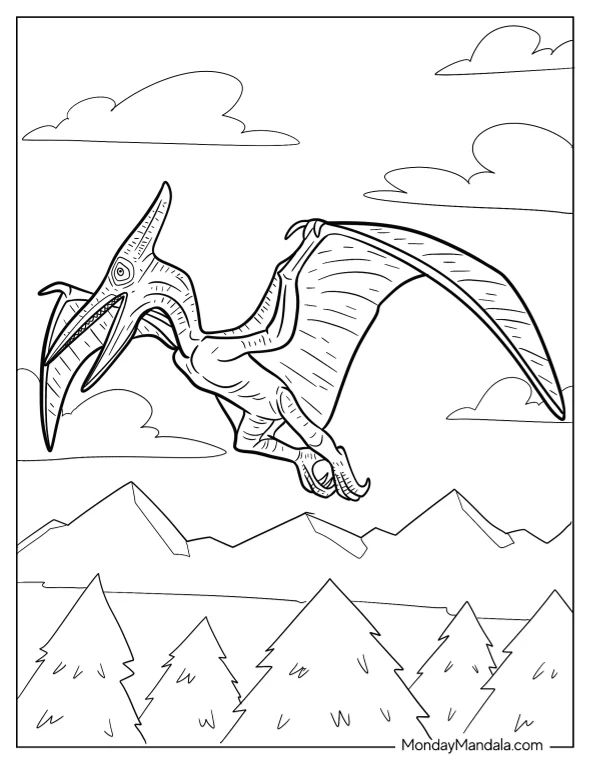 Çocuklar İçin Pterodactyl Boyama Sayfaları 