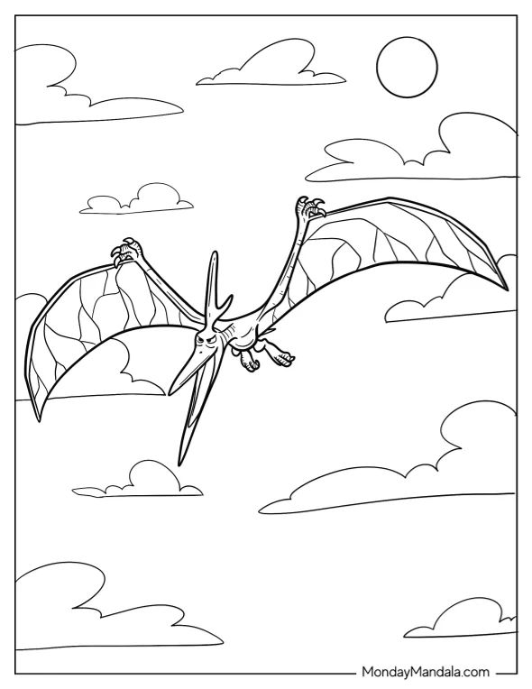 Çocuklar İçin Pterodactyl Boyama Sayfaları 