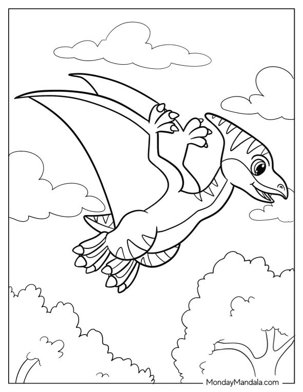 Çocuklar İçin Pterodactyl Boyama Sayfaları 