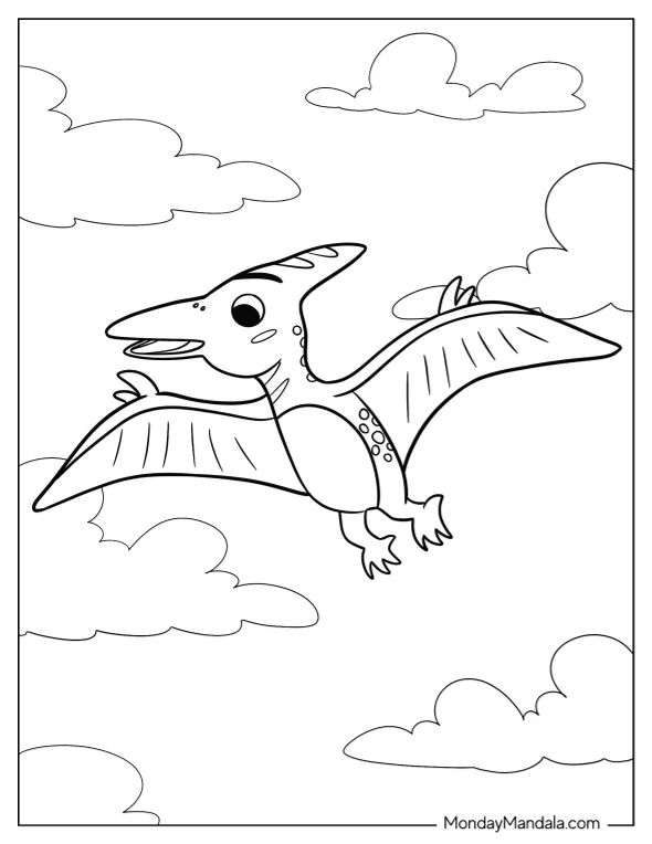 Çocuklar İçin Pterodactyl Boyama Sayfaları 