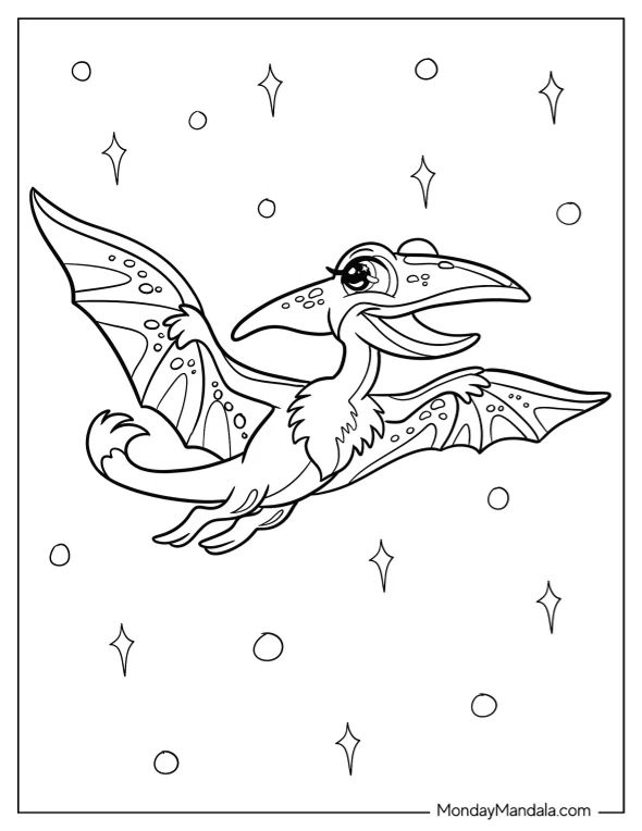 Çocuklar İçin Pterodactyl Boyama Sayfaları 