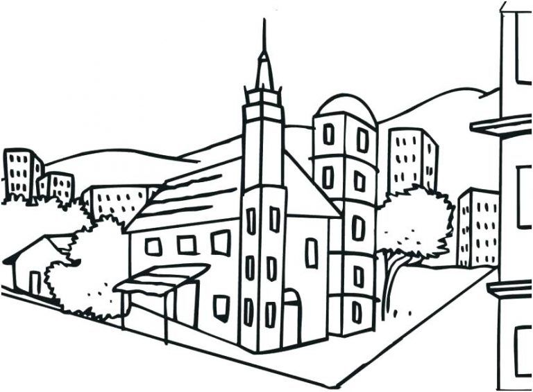 Çocuklar İçin Şehir Boyama Sayfaları 