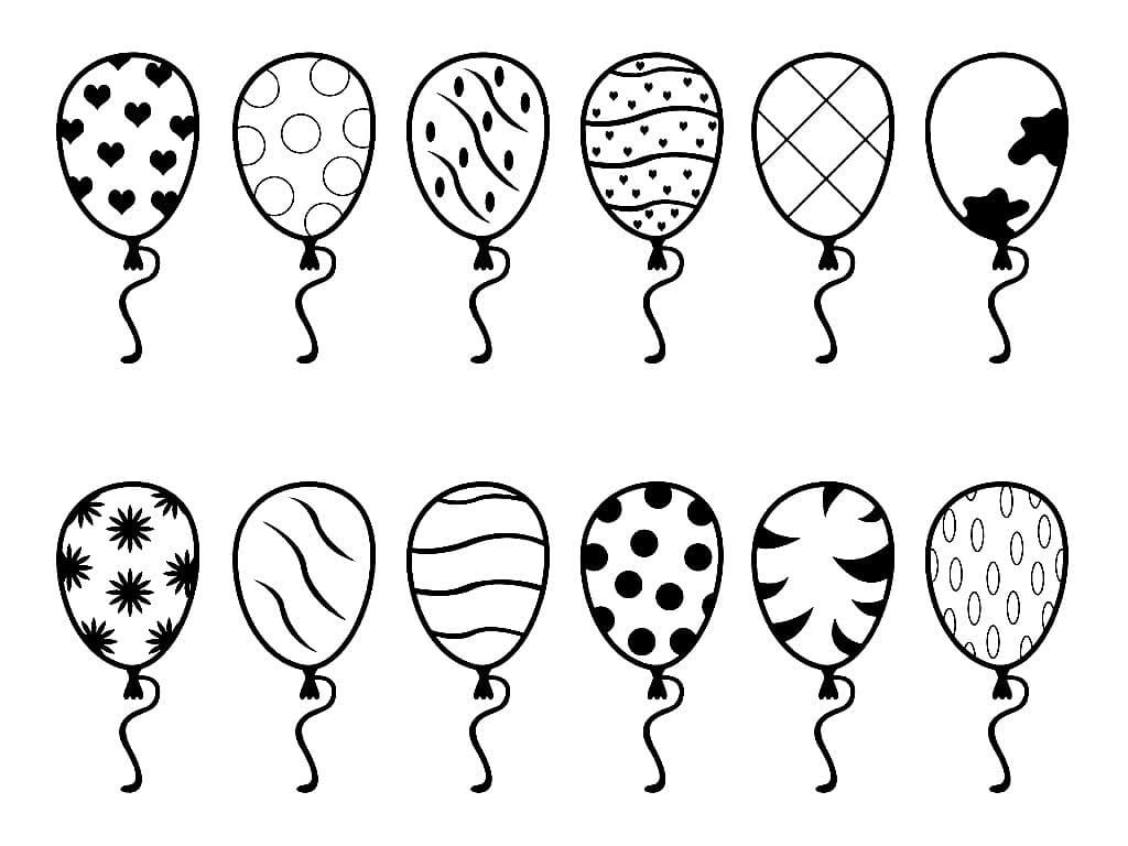 Çocuklar İçin  Balon Boyama Sayfaları 
