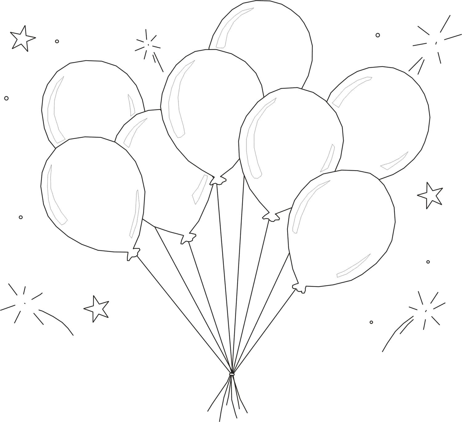 Çocuklar İçin  Balon Boyama Sayfaları 