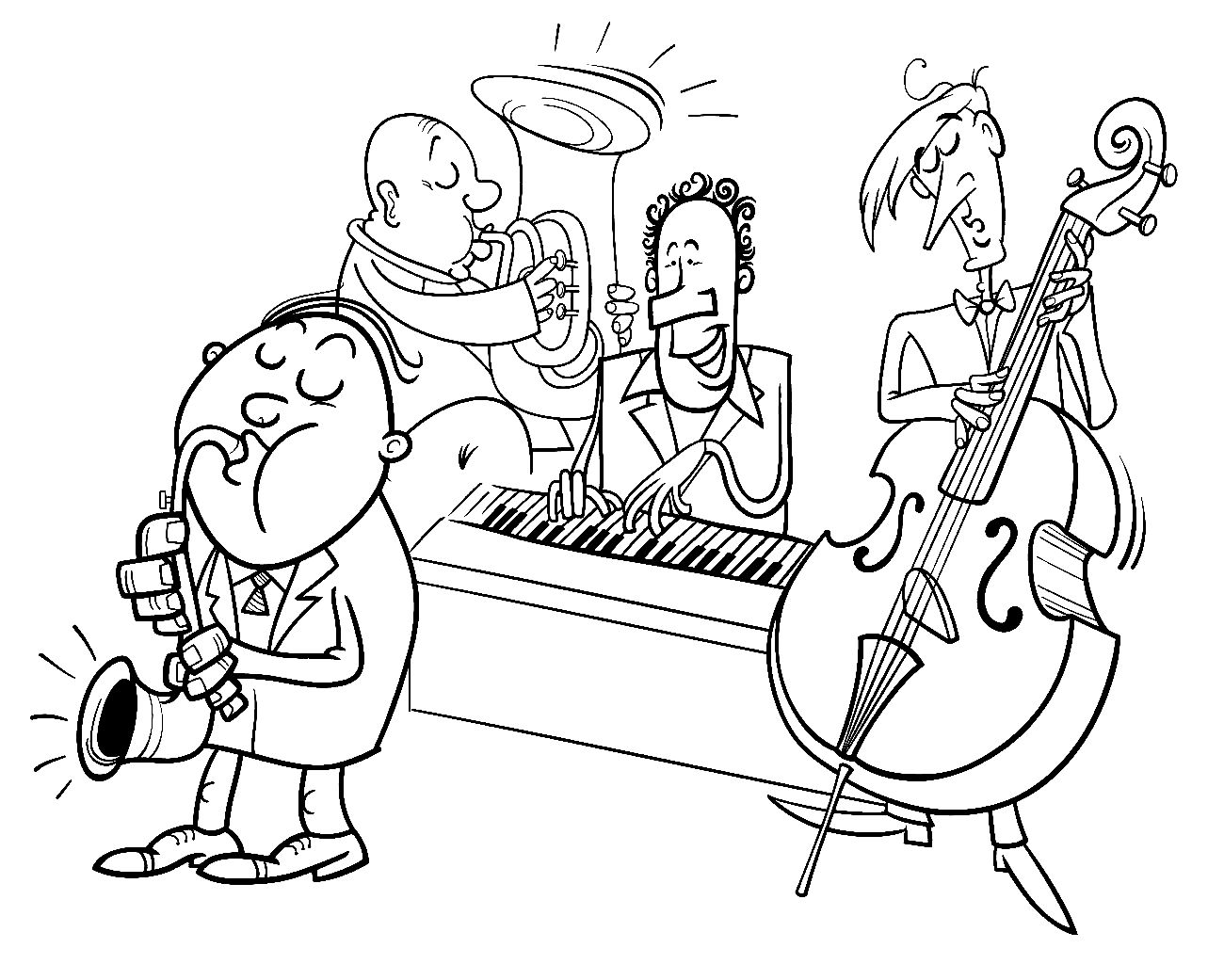 Çocuklar İçin  Jazz-Müziği Boyama Sayfaları 