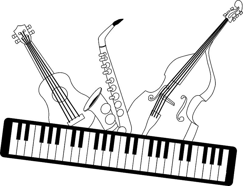 Çocuklar İçin  Jazz-Müziği Boyama Sayfaları 