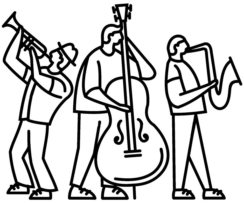 Çocuklar İçin  Jazz-Müziği Boyama Sayfaları 