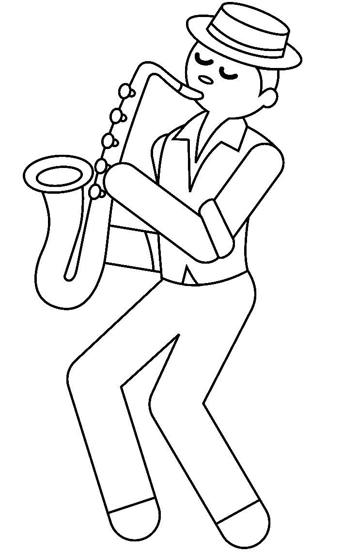 Çocuklar İçin  Jazz-Müziği Boyama Sayfaları 