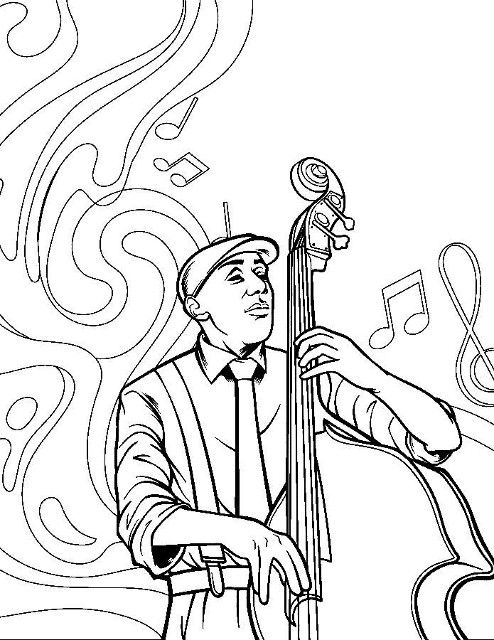 Çocuklar İçin  Jazz-Müziği Boyama Sayfaları 