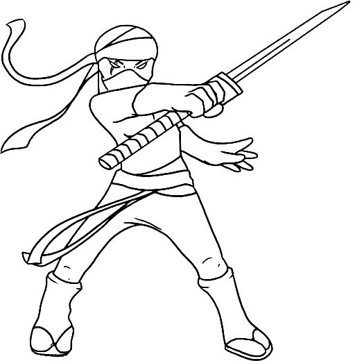 Çocuklar İçin  Ninja Boyama Sayfaları 
