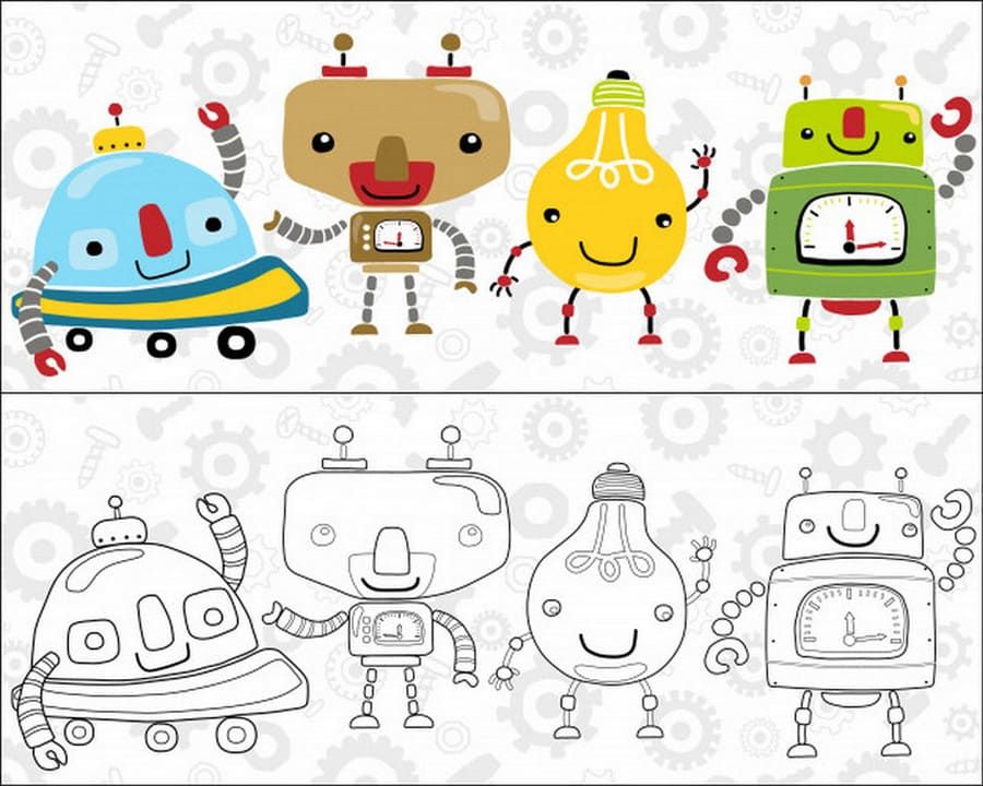 Çocuklar İçin  Robot Boyama Sayfaları 