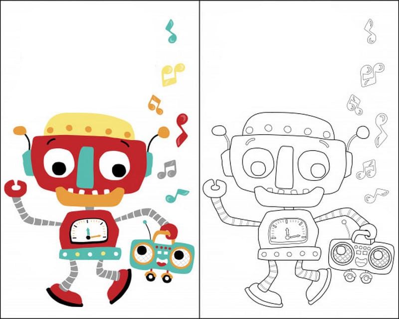 Çocuklar İçin  Robot Boyama Sayfaları 