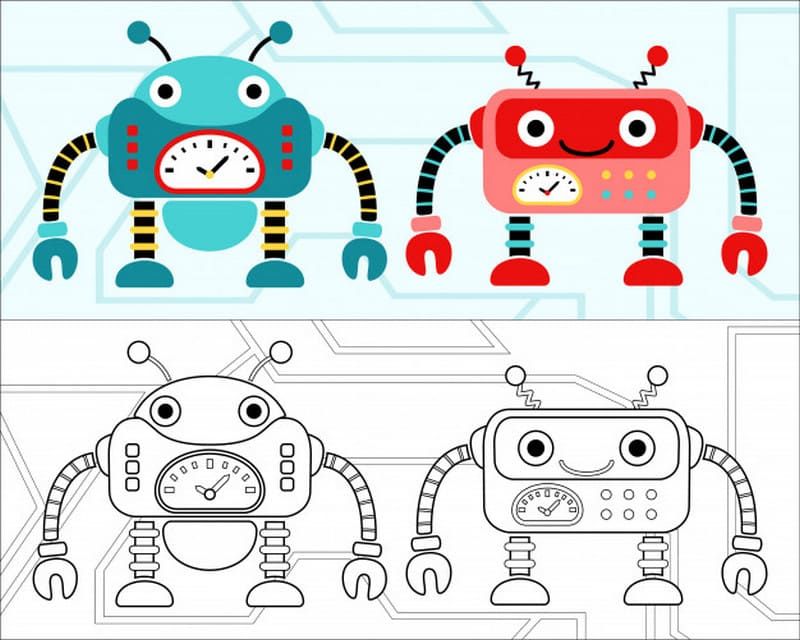 Çocuklar İçin  Robot Boyama Sayfaları 
