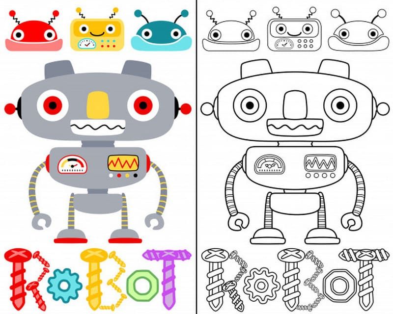 Çocuklar İçin  Robot Boyama Sayfaları 