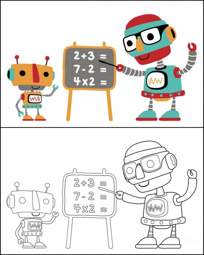 Çocuklar İçin  Robot Boyama Sayfaları 