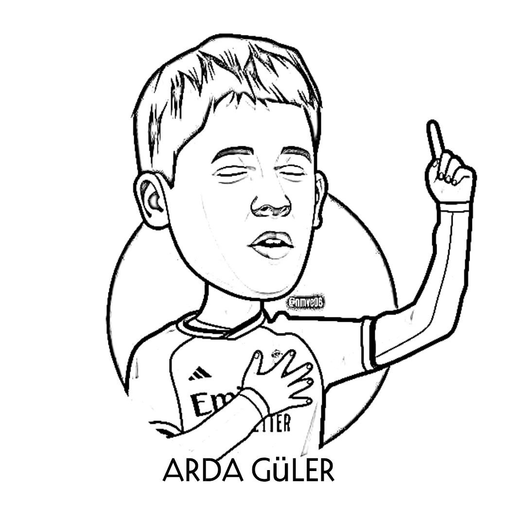 Çocuklar İçin  Ünlüler Arda-Guler Boyama Sayfaları 