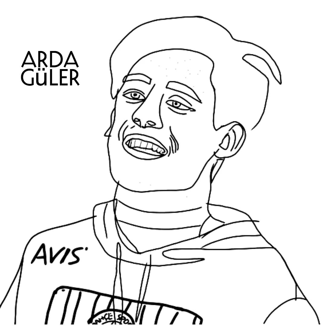 Çocuklar İçin  Ünlüler Arda-Guler Boyama Sayfaları 