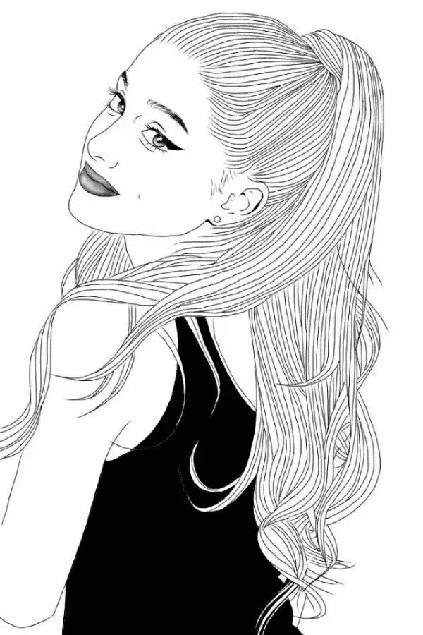 Çocuklar İçin  Ünlüler Ariana-Grande Boyama Sayfaları 