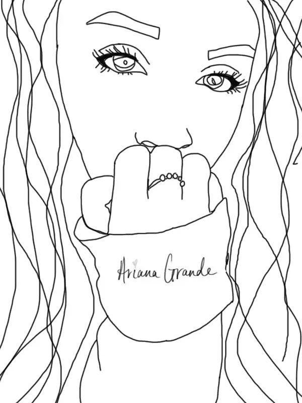 Çocuklar İçin  Ünlüler Ariana-Grande Boyama Sayfaları 