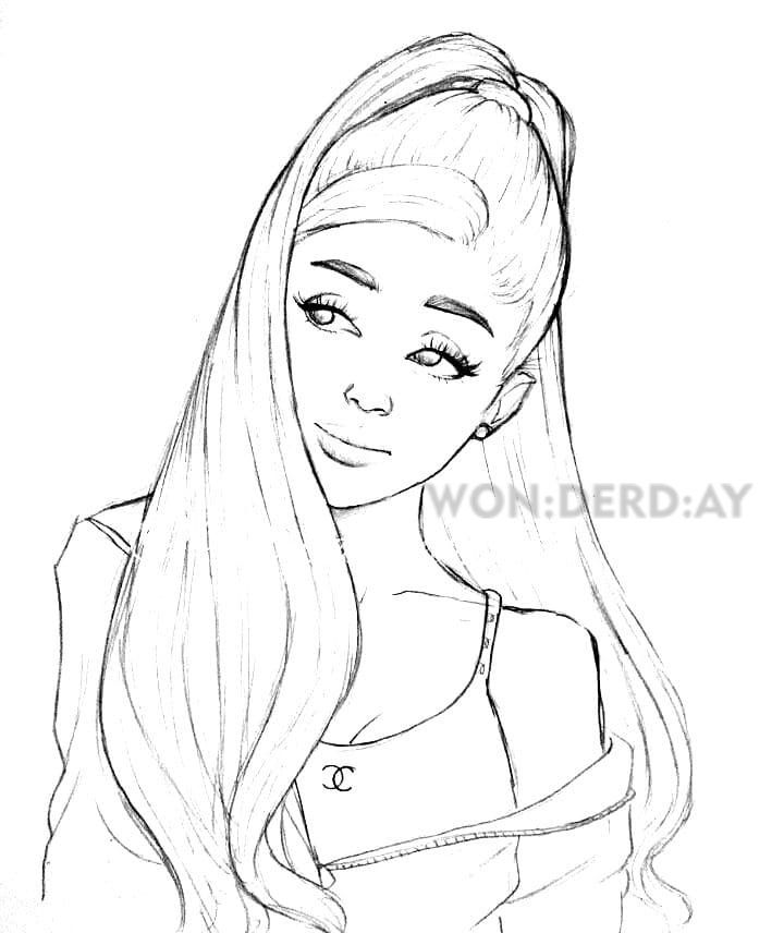 Çocuklar İçin  Ünlüler Ariana-Grande Boyama Sayfaları 