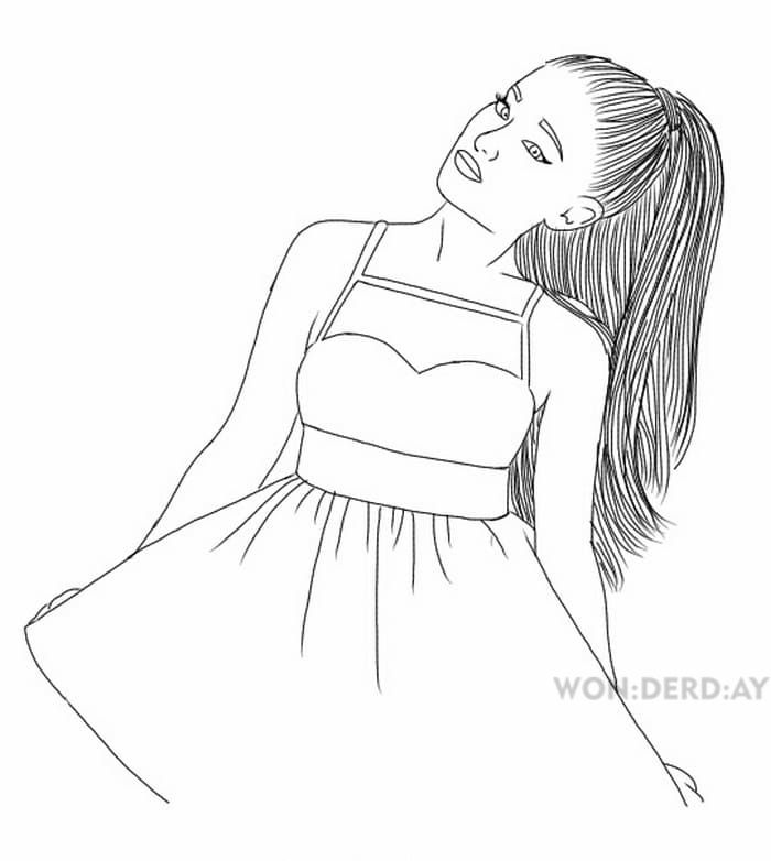 Çocuklar İçin  Ünlüler Ariana-Grande Boyama Sayfaları 