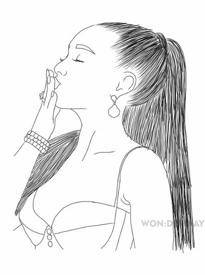Çocuklar İçin  Ünlüler Ariana-Grande Boyama Sayfaları 