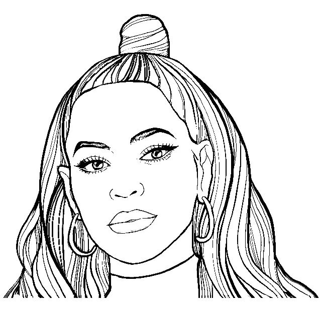 Çocuklar İçin  Ünlüler Beyonce Boyama Sayfaları 