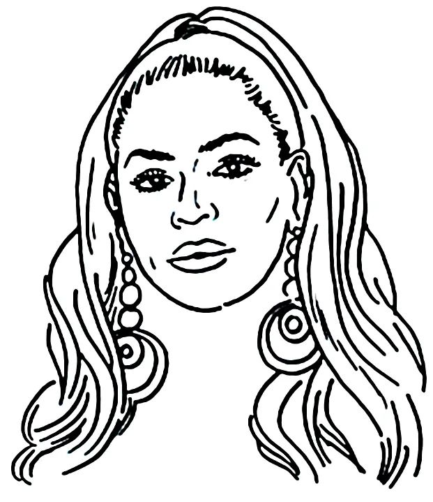 Çocuklar İçin  Ünlüler Beyonce Boyama Sayfaları 