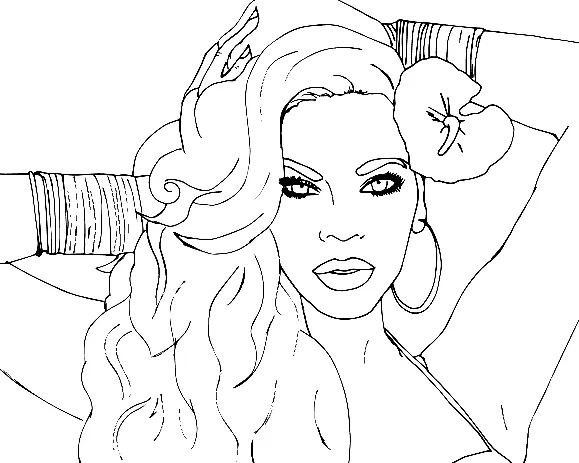 Çocuklar İçin  Ünlüler Beyonce Boyama Sayfaları 