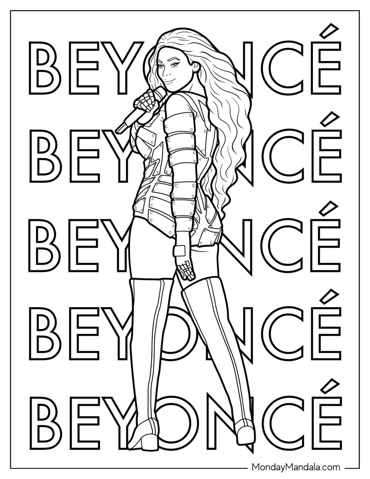 Çocuklar İçin  Ünlüler Beyonce Boyama Sayfaları 