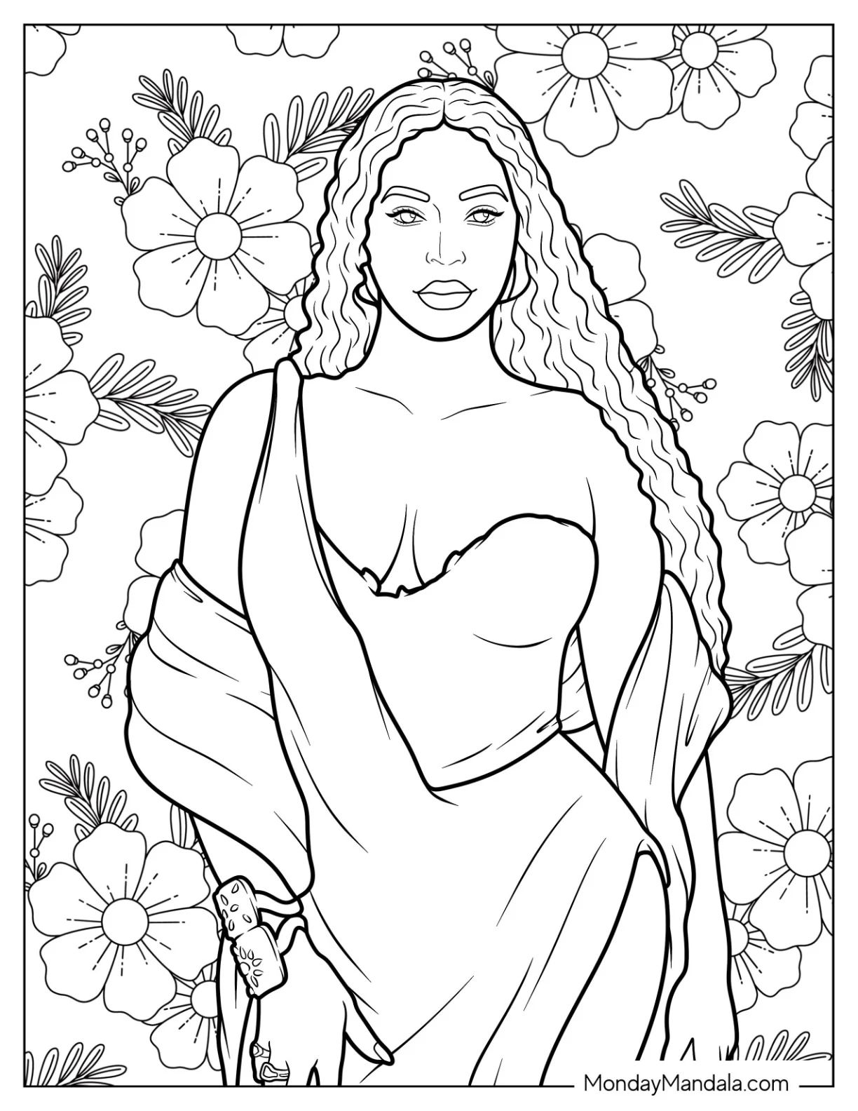 Çocuklar İçin  Ünlüler Beyonce Boyama Sayfaları 
