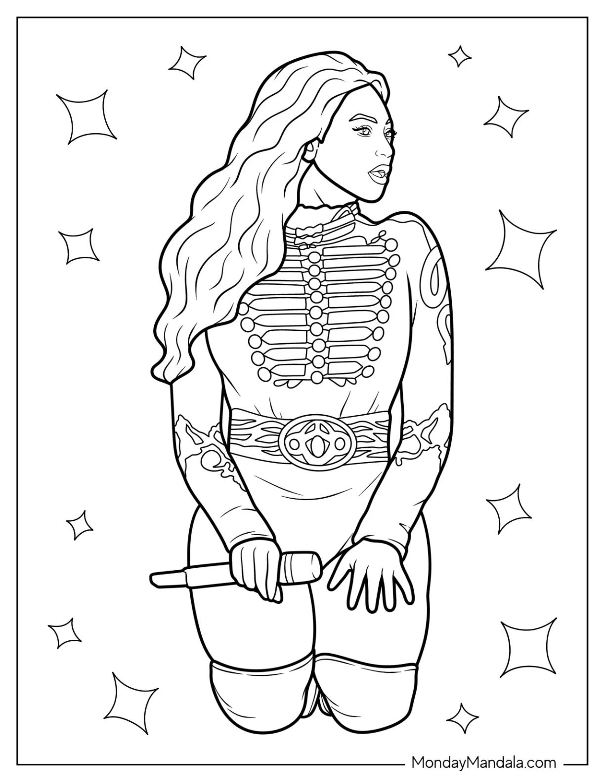 Çocuklar İçin  Ünlüler Beyonce Boyama Sayfaları 
