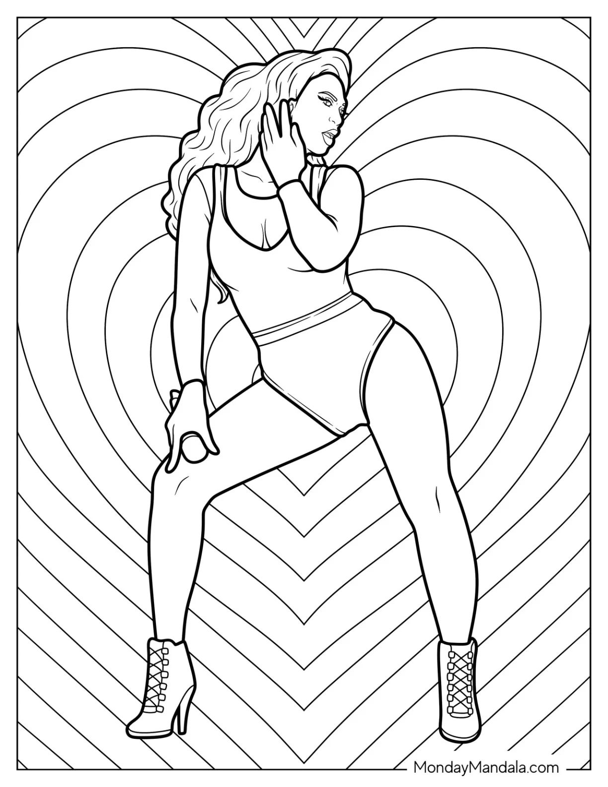 Çocuklar İçin  Ünlüler Beyonce Boyama Sayfaları 