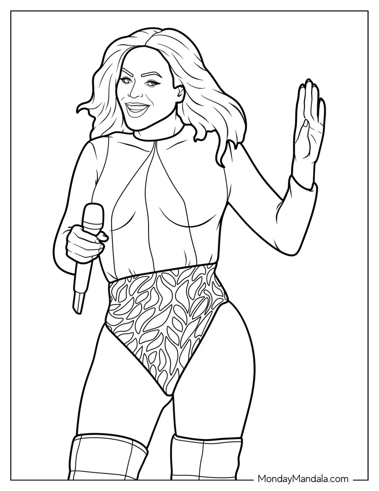 Çocuklar İçin  Ünlüler Beyonce Boyama Sayfaları 