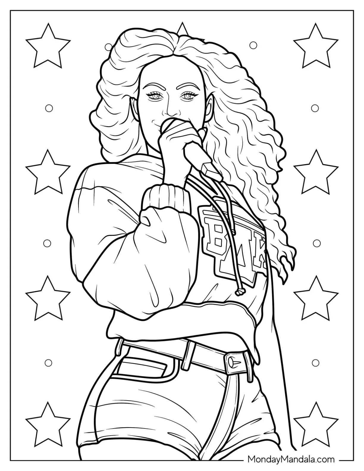 Çocuklar İçin  Ünlüler Beyonce Boyama Sayfaları 