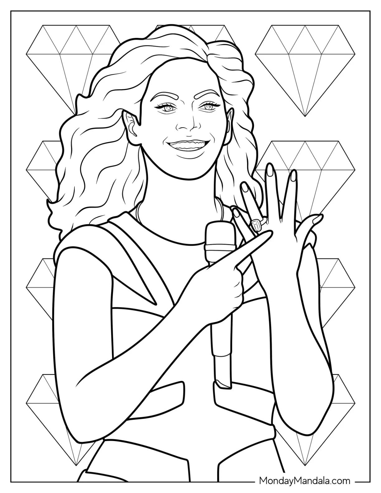 Çocuklar İçin  Ünlüler Beyonce Boyama Sayfaları 